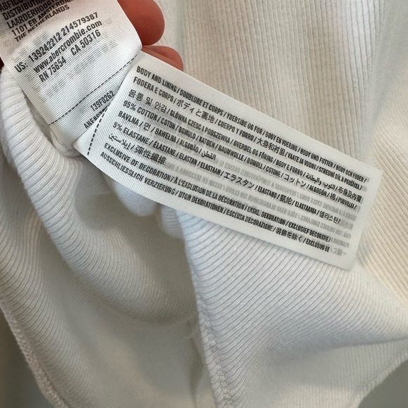 Abercrombie Ribbed White Bodysuit Long Sleeve Basic Capsule Casual Size Large - Picture 10 of 11